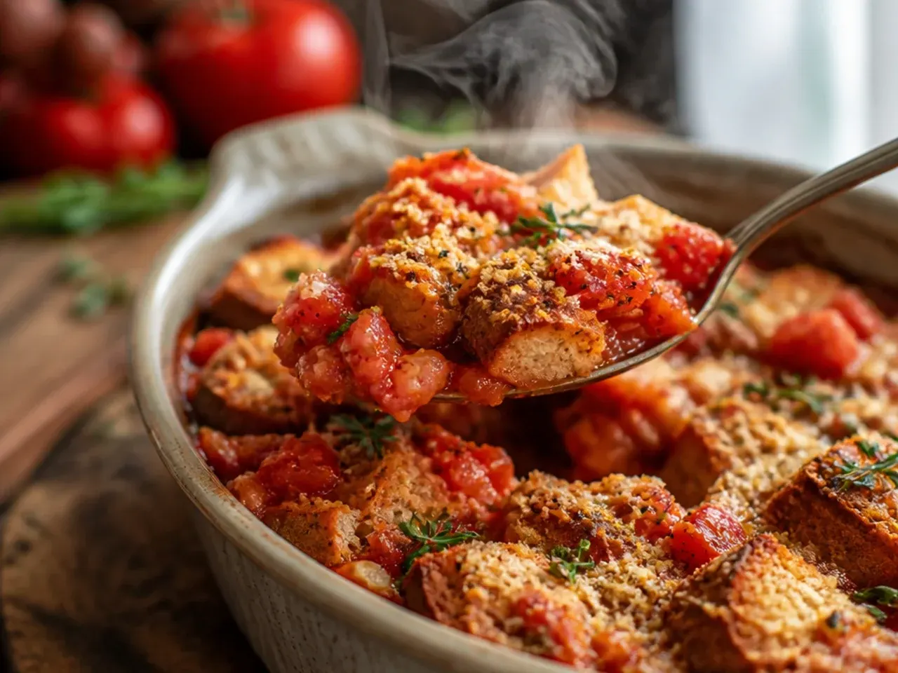 Toasted sourdough slices topped with diced tomato bruschetta and basil