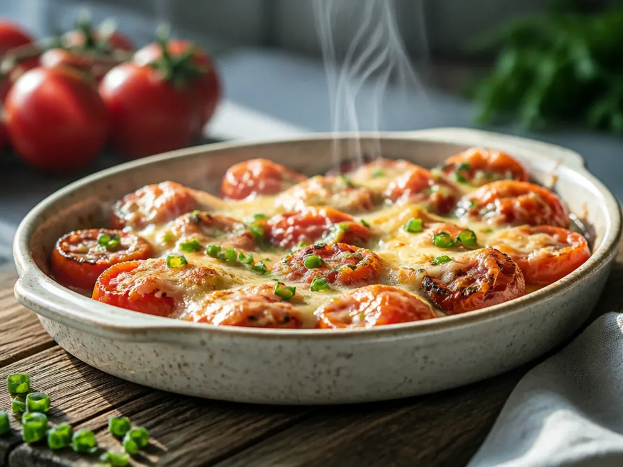 Tray of shrivelled oven-dried cherry tomato halves