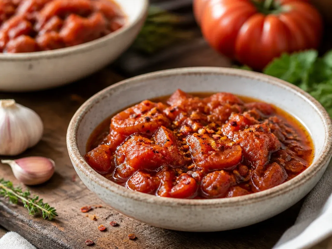 Large beefsteak tomatoes chopped into chunky pieces for a rustic chutney