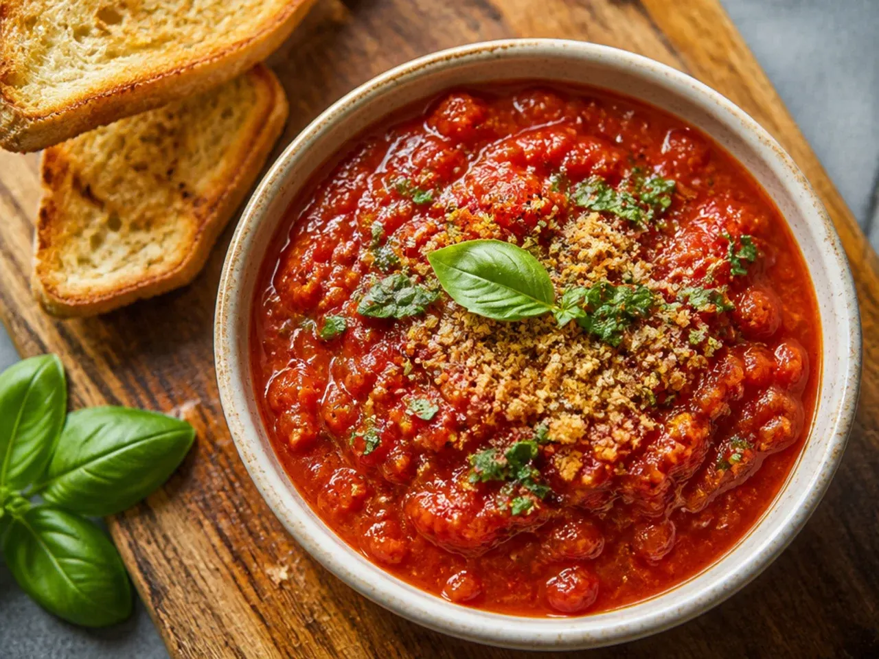 A small microwave-safe bowl of tomato chutney bubbling as it reduces