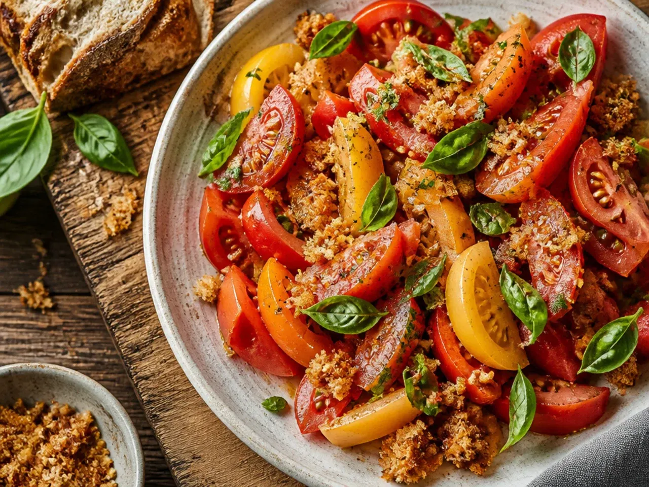 Whole ripe tomatoes resting on a kitchen counter at room temperature