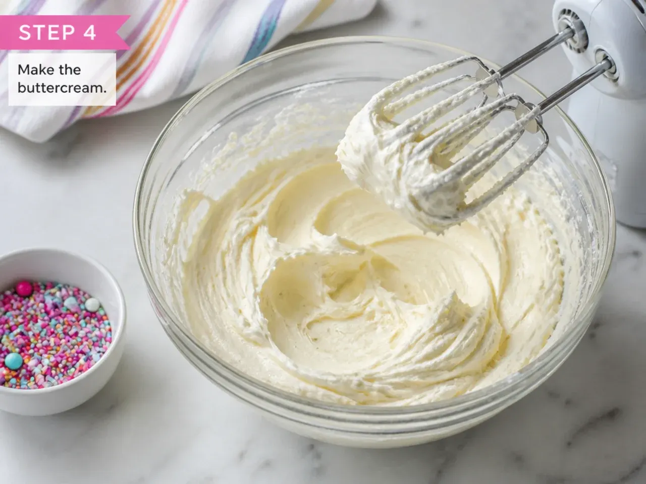 unicorn birthday cake — step 4: make the buttercream