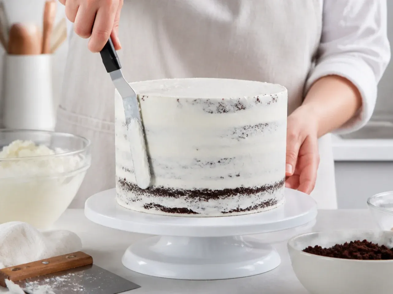 unicorn birthday cake — step 5: stack and crumb-coat