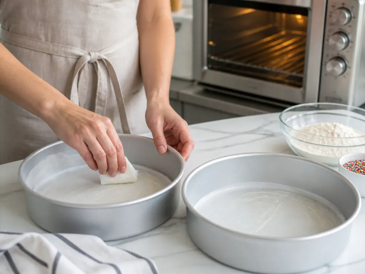 unicorn cake designs — step 2: prep the pans and oven