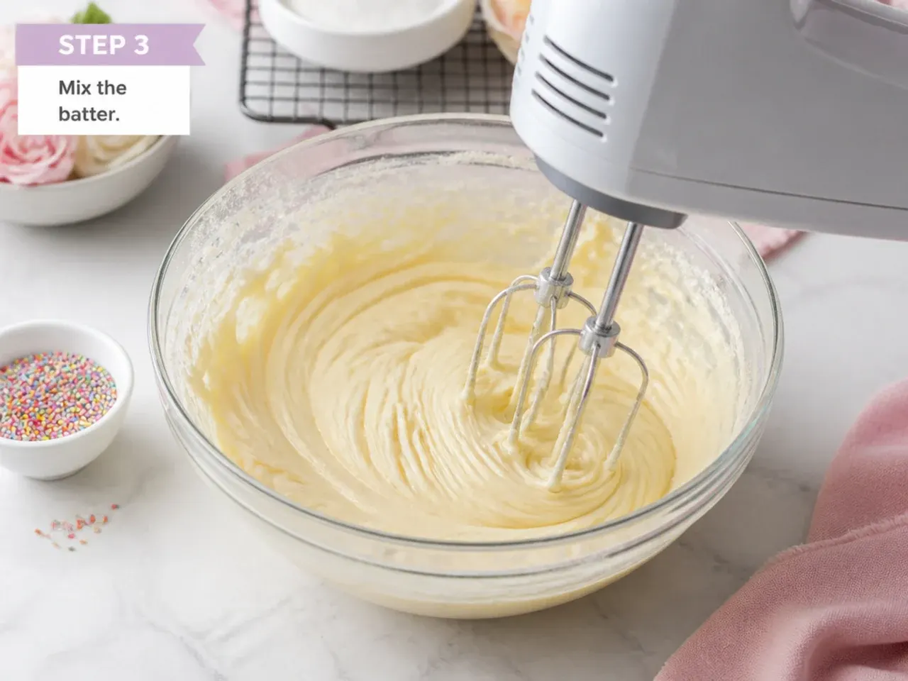 unicorn cake designs — step 3: mix the batter
