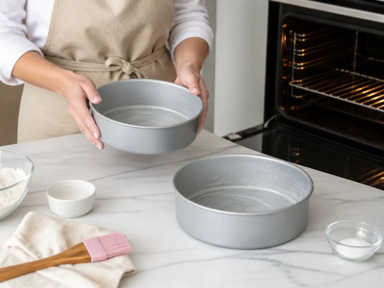unicorn cake for girls — step 1: prep pans and oven