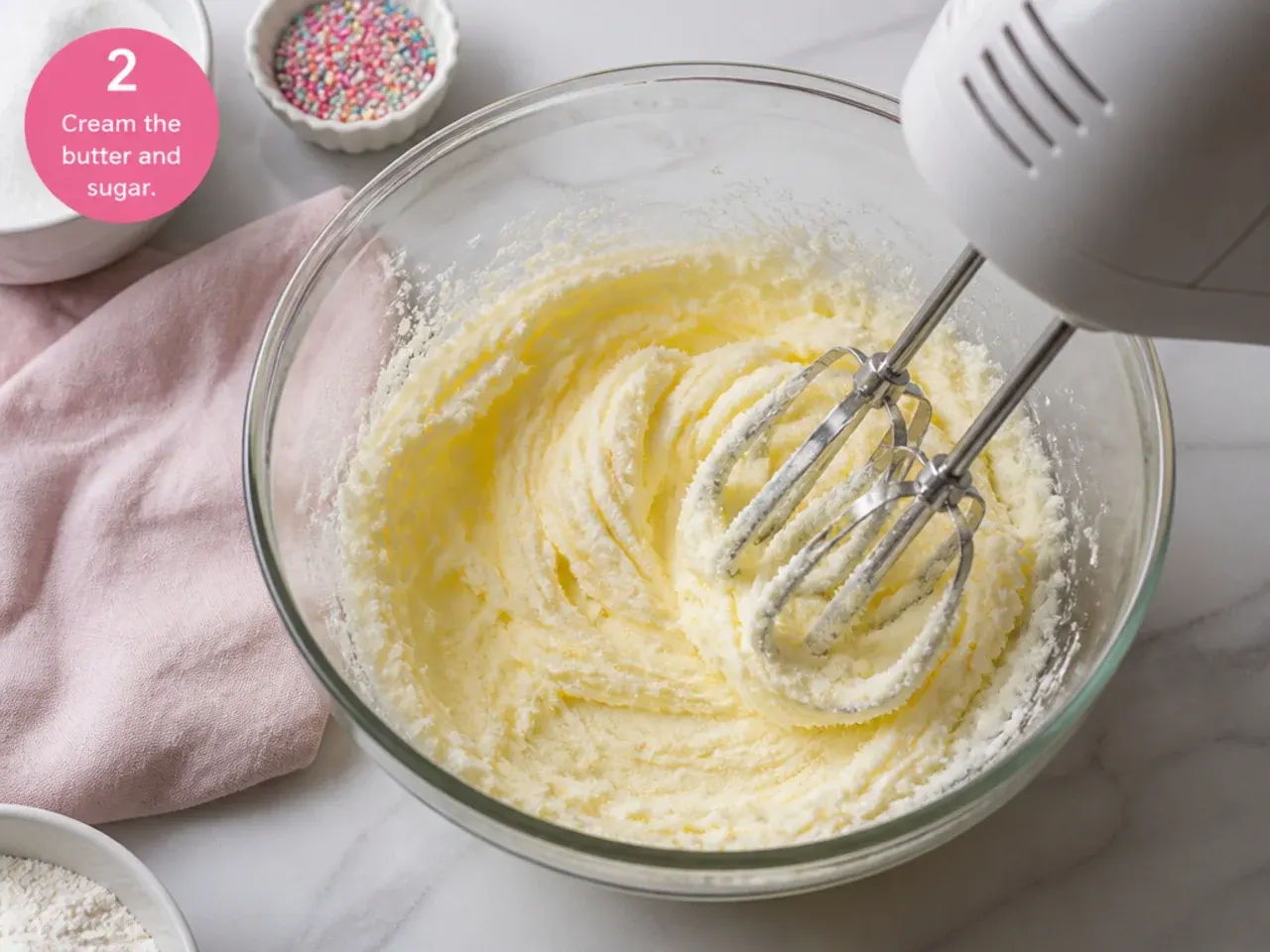 unicorn cake for girls — step 2: cream the butter and sugar