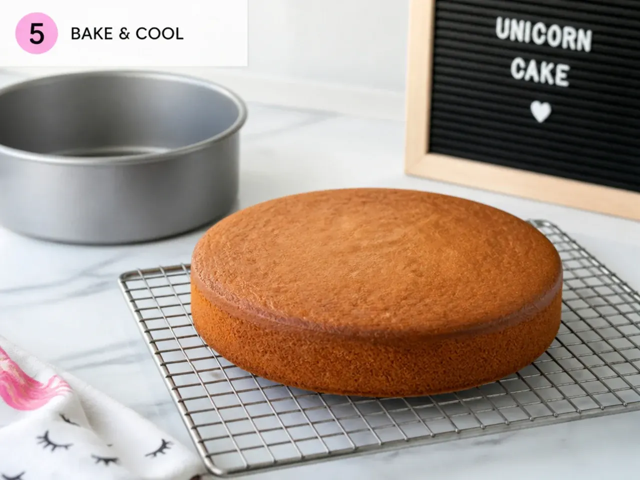 unicorn cake for girls — step 5: bake and cool
