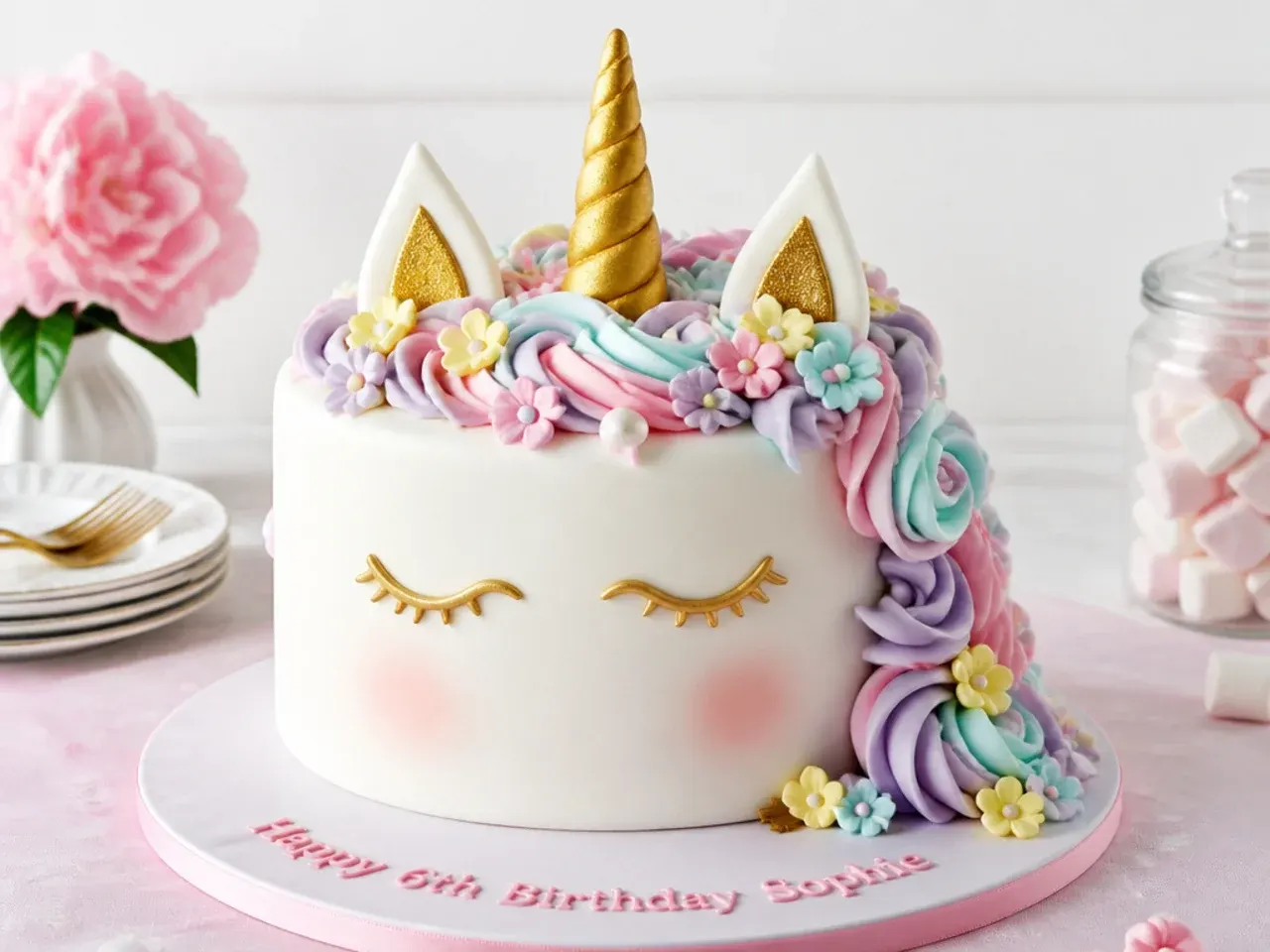 unicorn cake for girls — whimsical sleeping unicorn cake