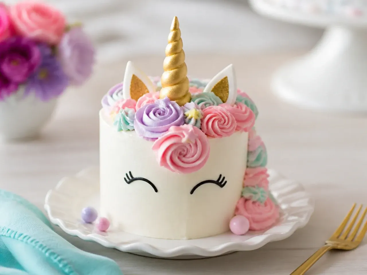 unicorn cake for girls — charming mini unicorn cakes