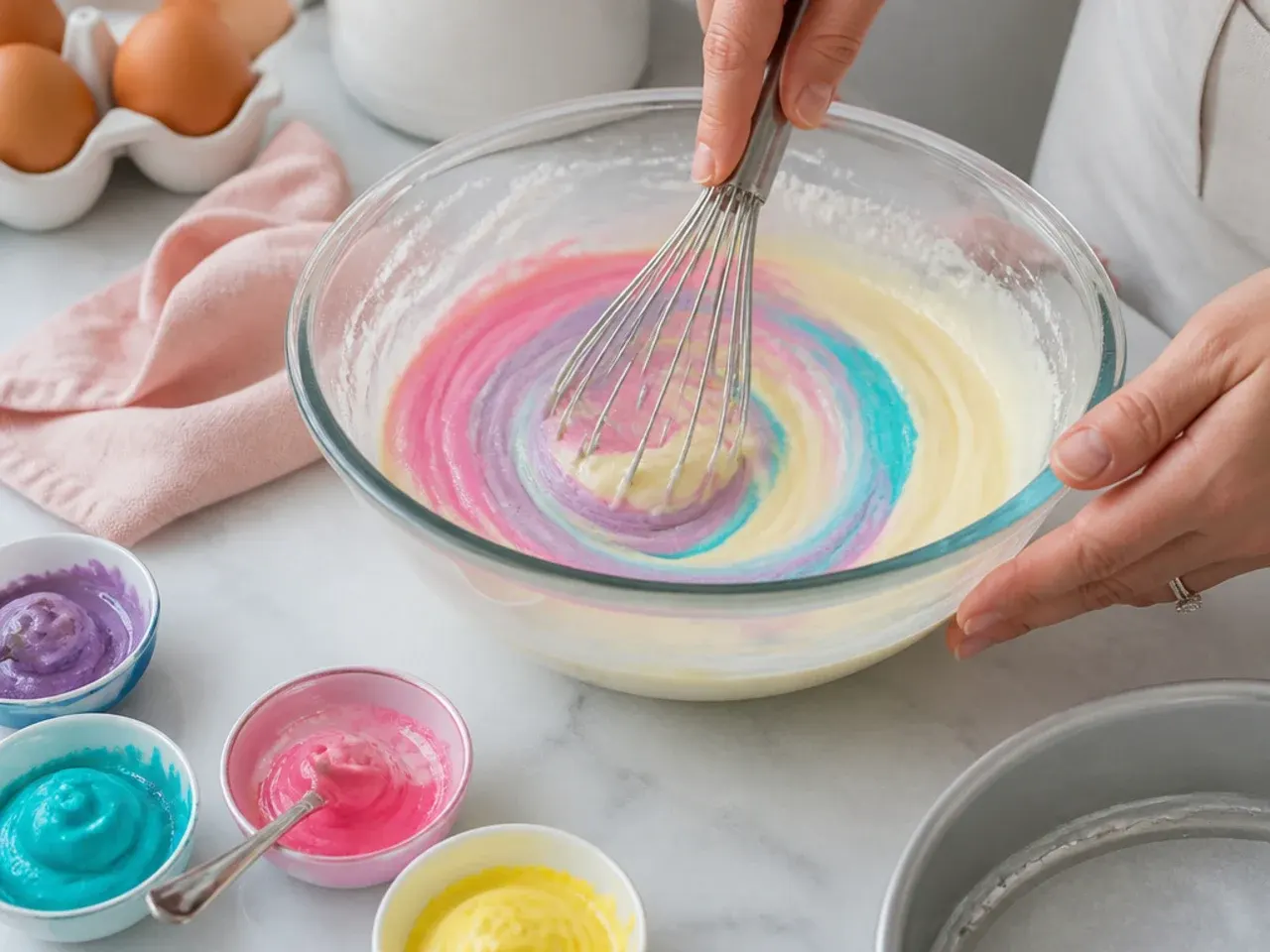 unicorn cake ideas — step 2: make the batter