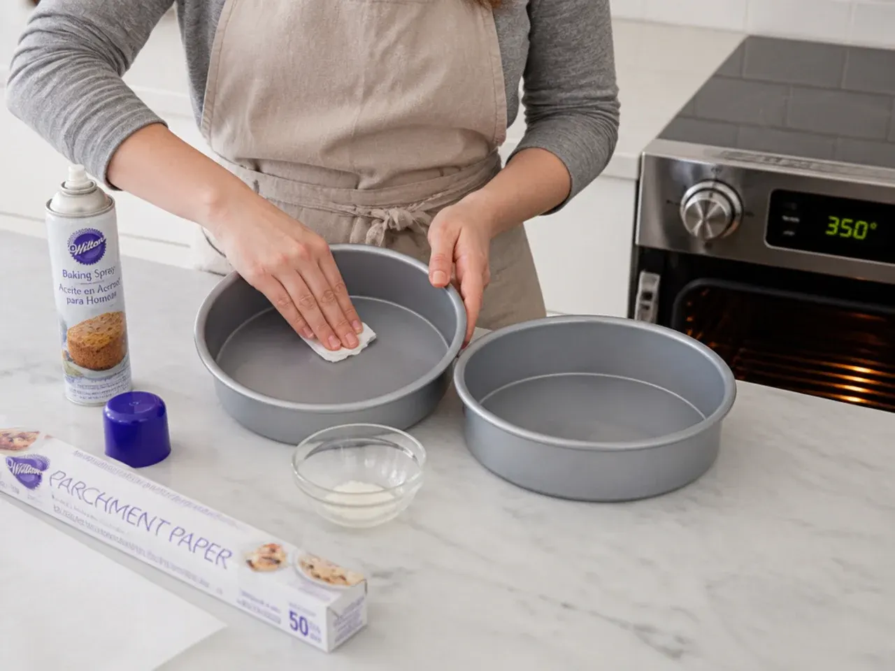 unicorn cake topper — step 1: prep pans and oven