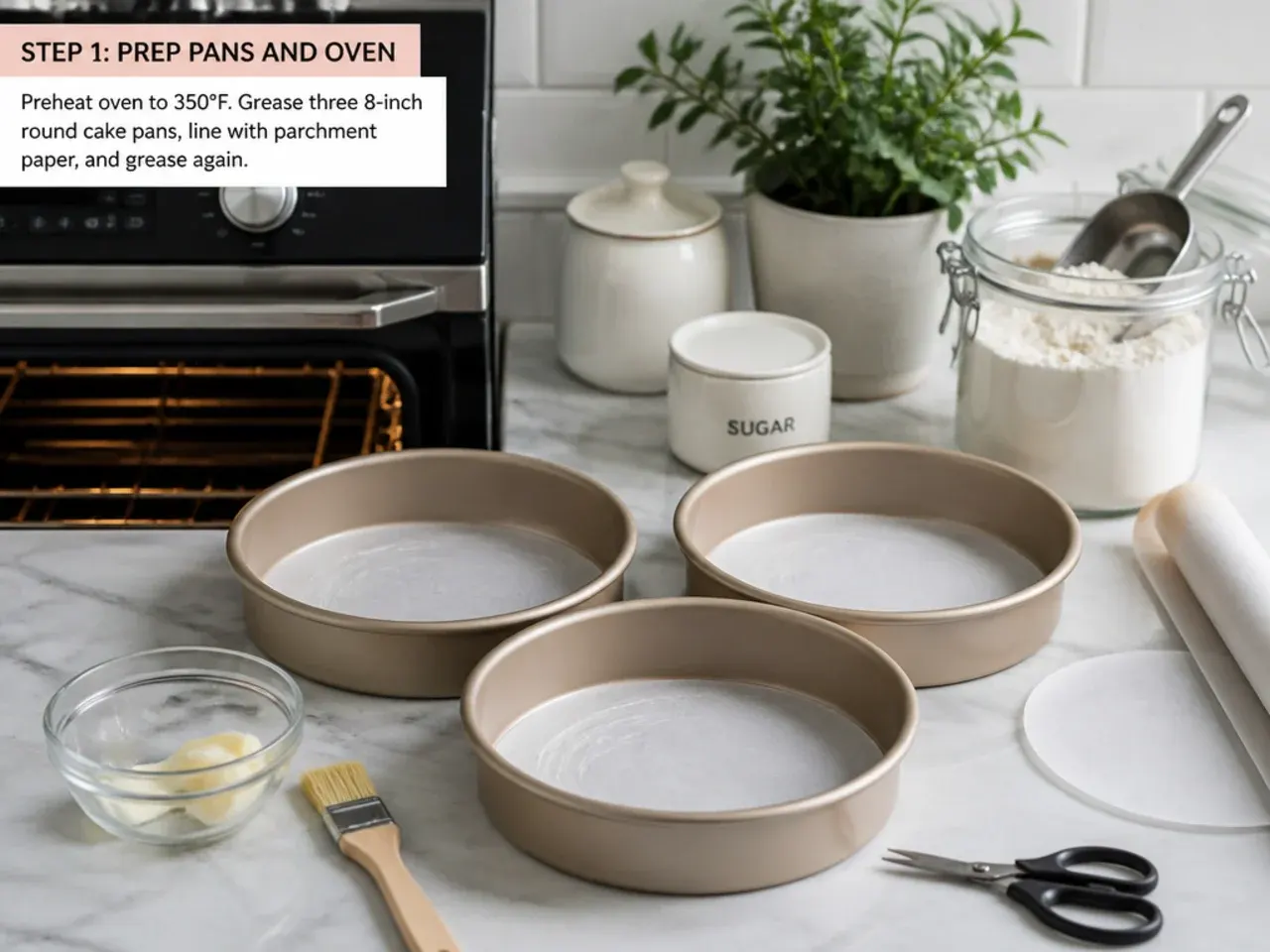 unicorn cake vs store bought — step 1: prep pans and oven