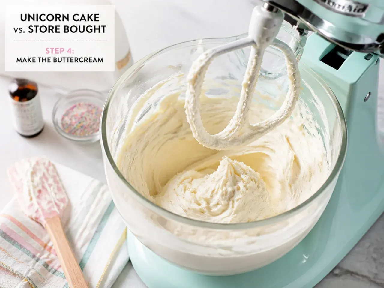 unicorn cake vs store bought — step 4: make the buttercream