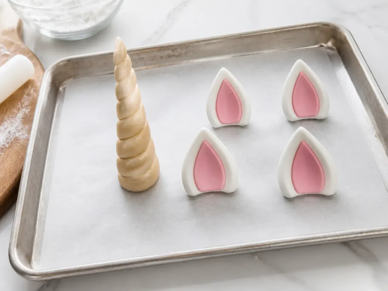 unicorn fondant cake — step 2: shape and dry the fondant horn and ears