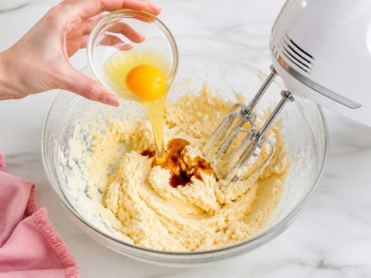 unicorn smash cake — step 3: add eggs and vanilla