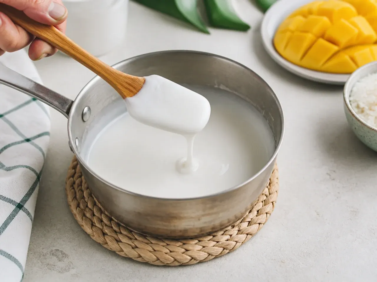 vegan mango sticky rice — step 5: make the thick coconut sauce