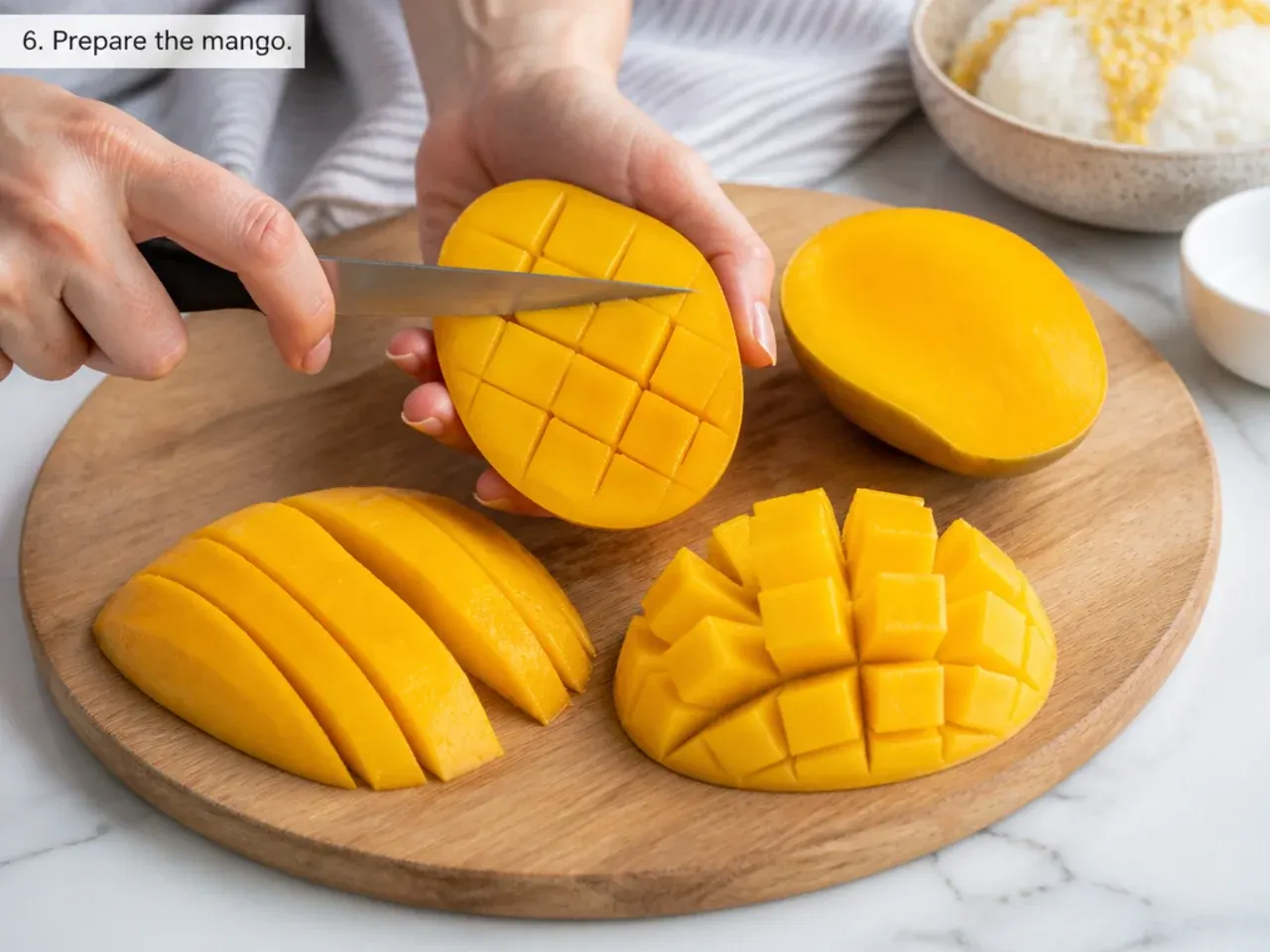 vegan mango sticky rice — step 6: prepare the mango