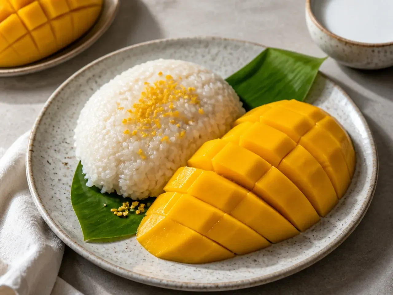 Quick easy vegan mango sticky rice made in under an hour with fresh mango