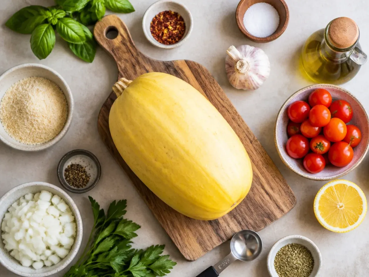 Close-up of hands pressing shredded spaghetti squash strands in a sieve to remove excess water
