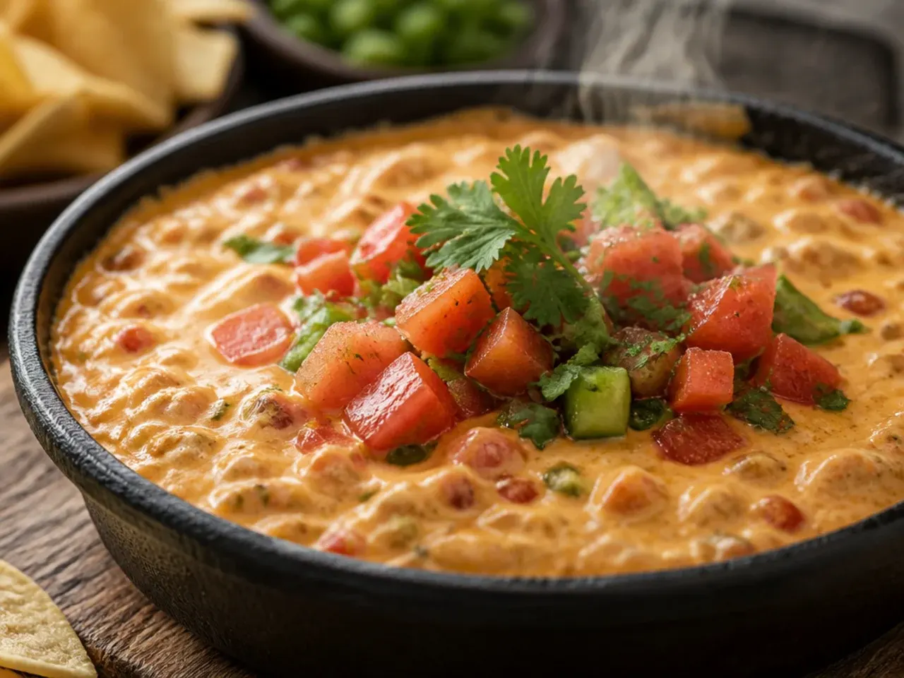 Leftover velveeta rotel dip being gently reheated in a small saucepan