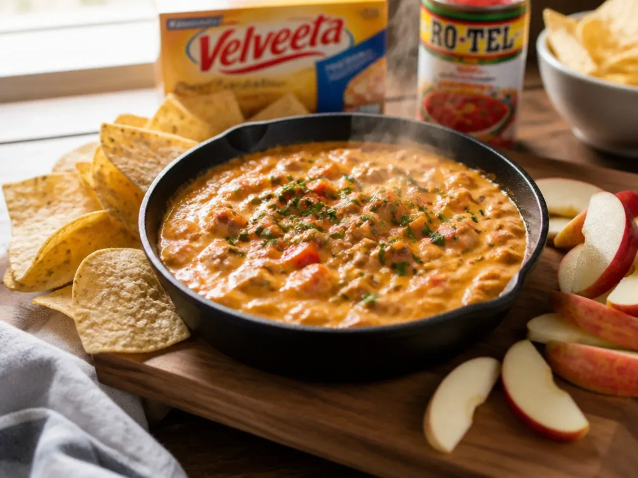 Container of velveeta rotel dip being labelled before going into the freezer