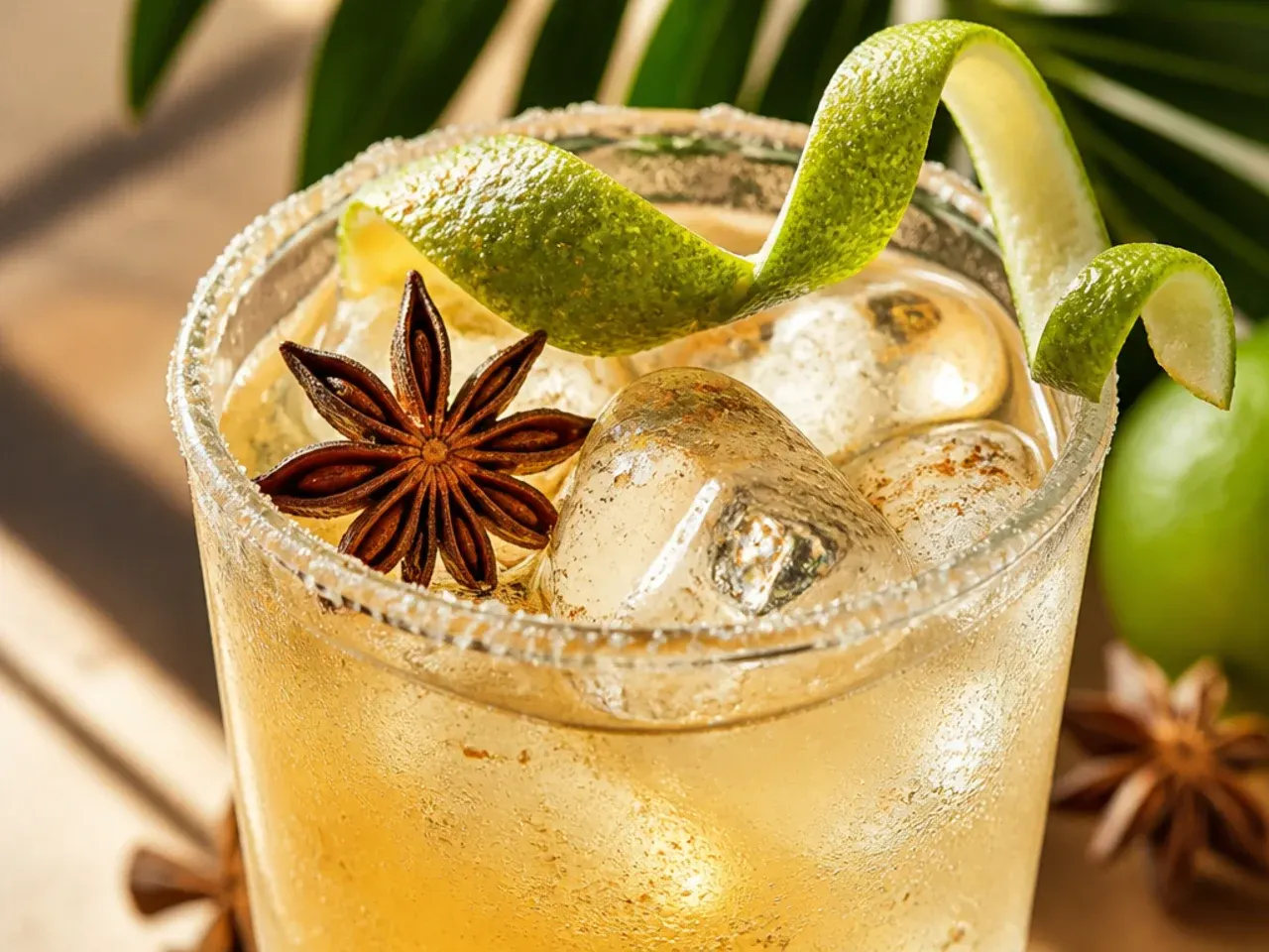 Spiced virgin Moscow mule in a copper mug with lime wheel and crystallised ginger
