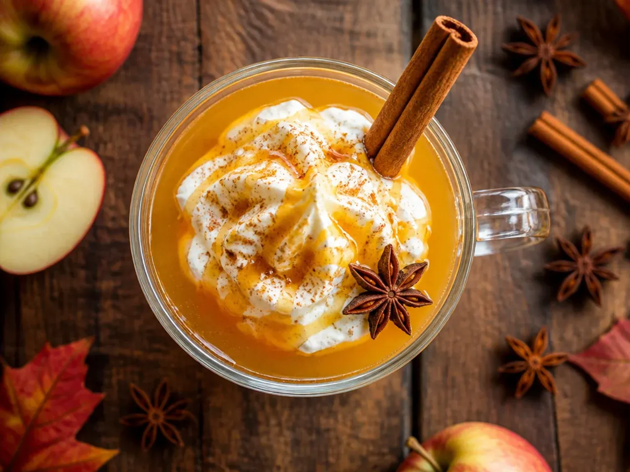 A pot of spiced apple cider simmering on the stove with orange slices and cinnamon sticks floating on top