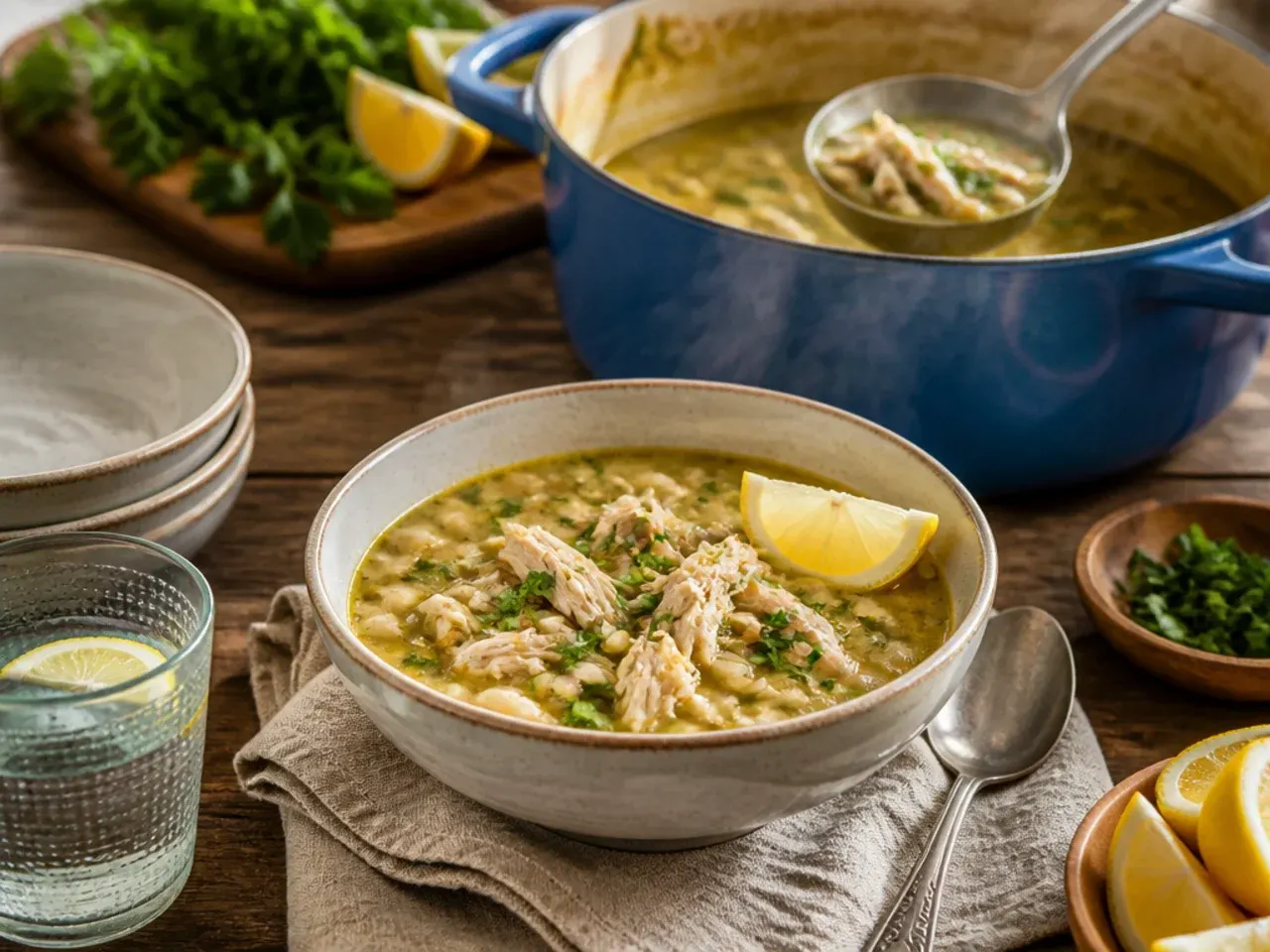 Lightened-up white bean chicken chili with a dollop of Greek yogurt
