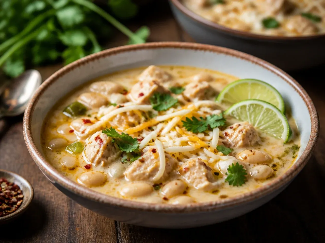 Quick 20-minute white chicken chili made with rotisserie chicken and canned corn
