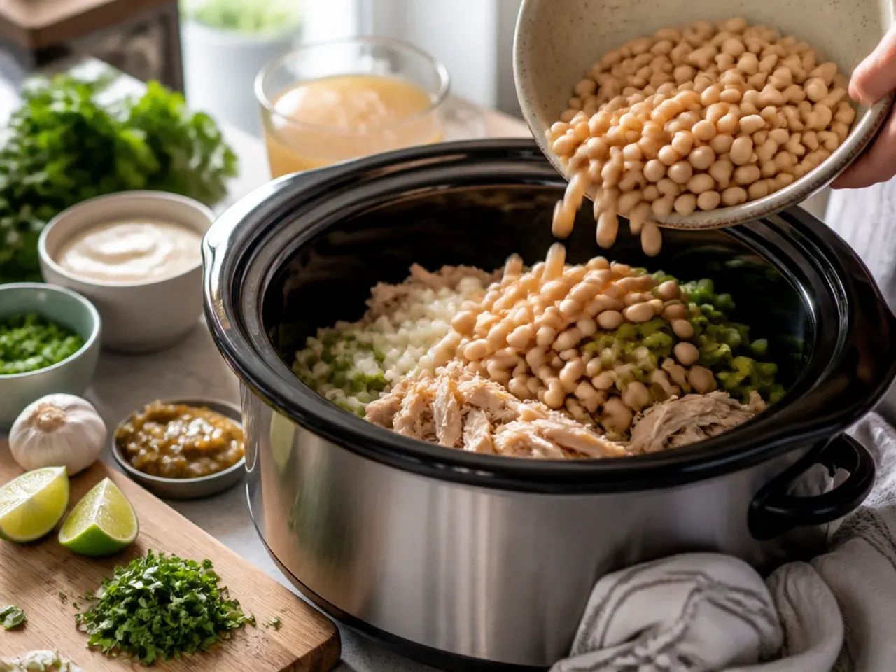 white chicken chili slow cooker recipe step 2