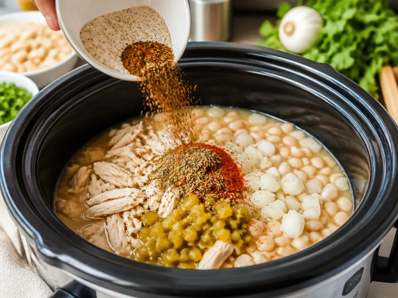 white chicken chili slow cooker recipe step 6