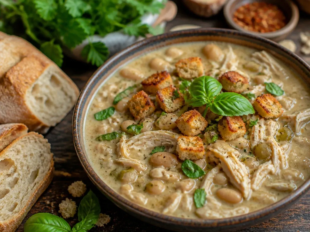 Chunky shredded chicken pieces on a cutting board, torn into rustic strands rather than fine shreds