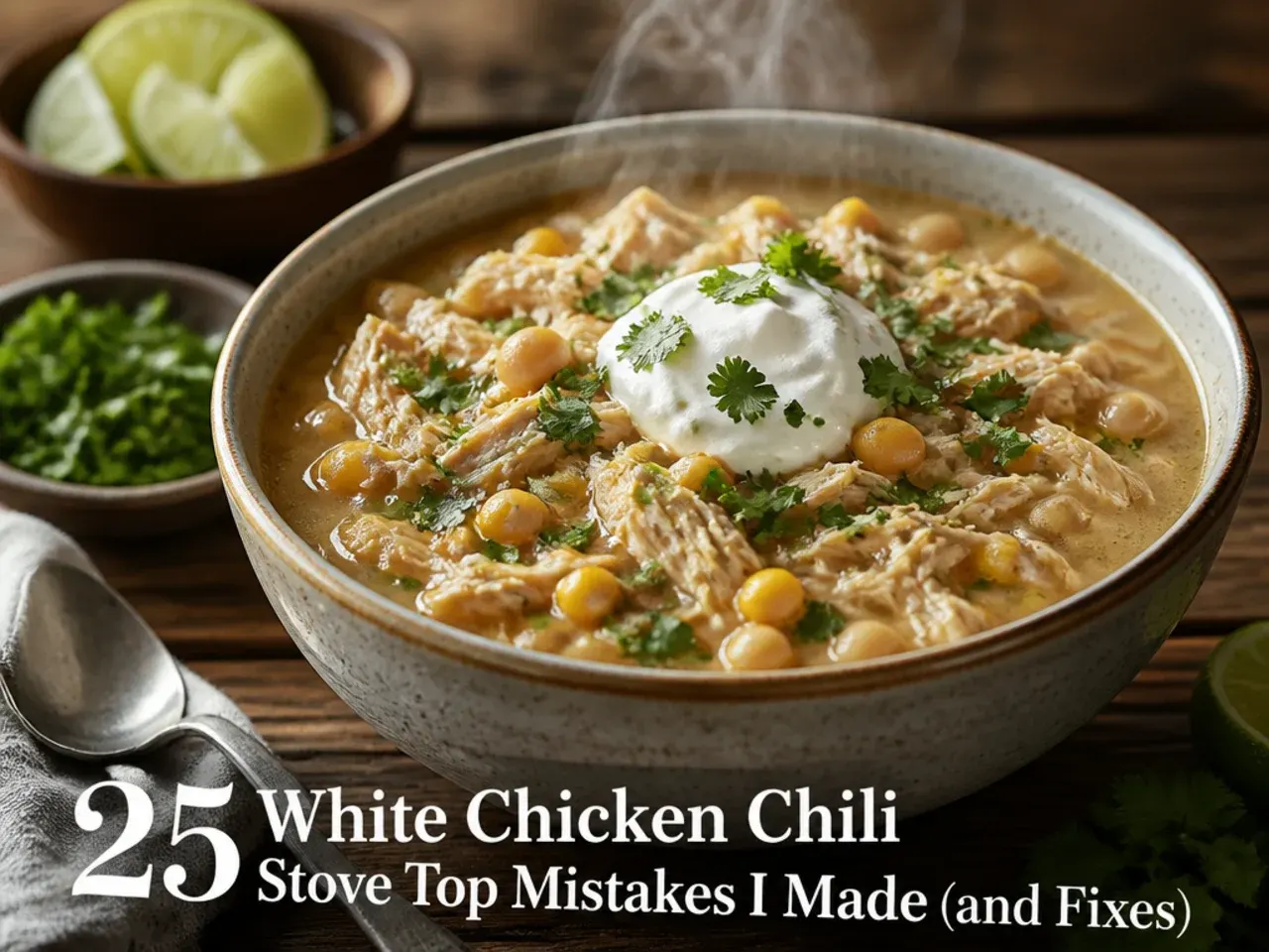 Whisking a cornstarch slurry in a small bowl beside a pot of chili