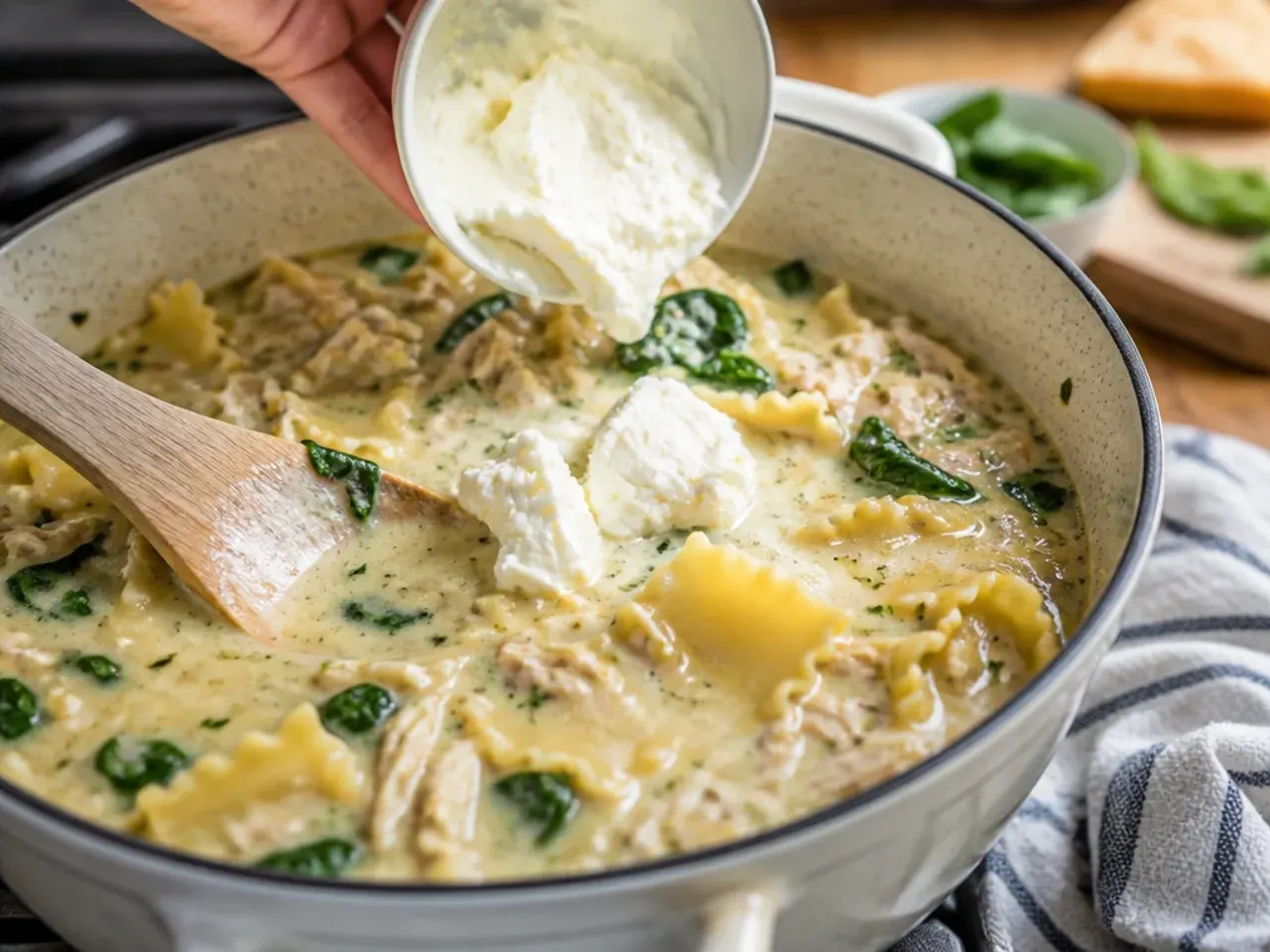 white chicken lasagna soup recipe step 4