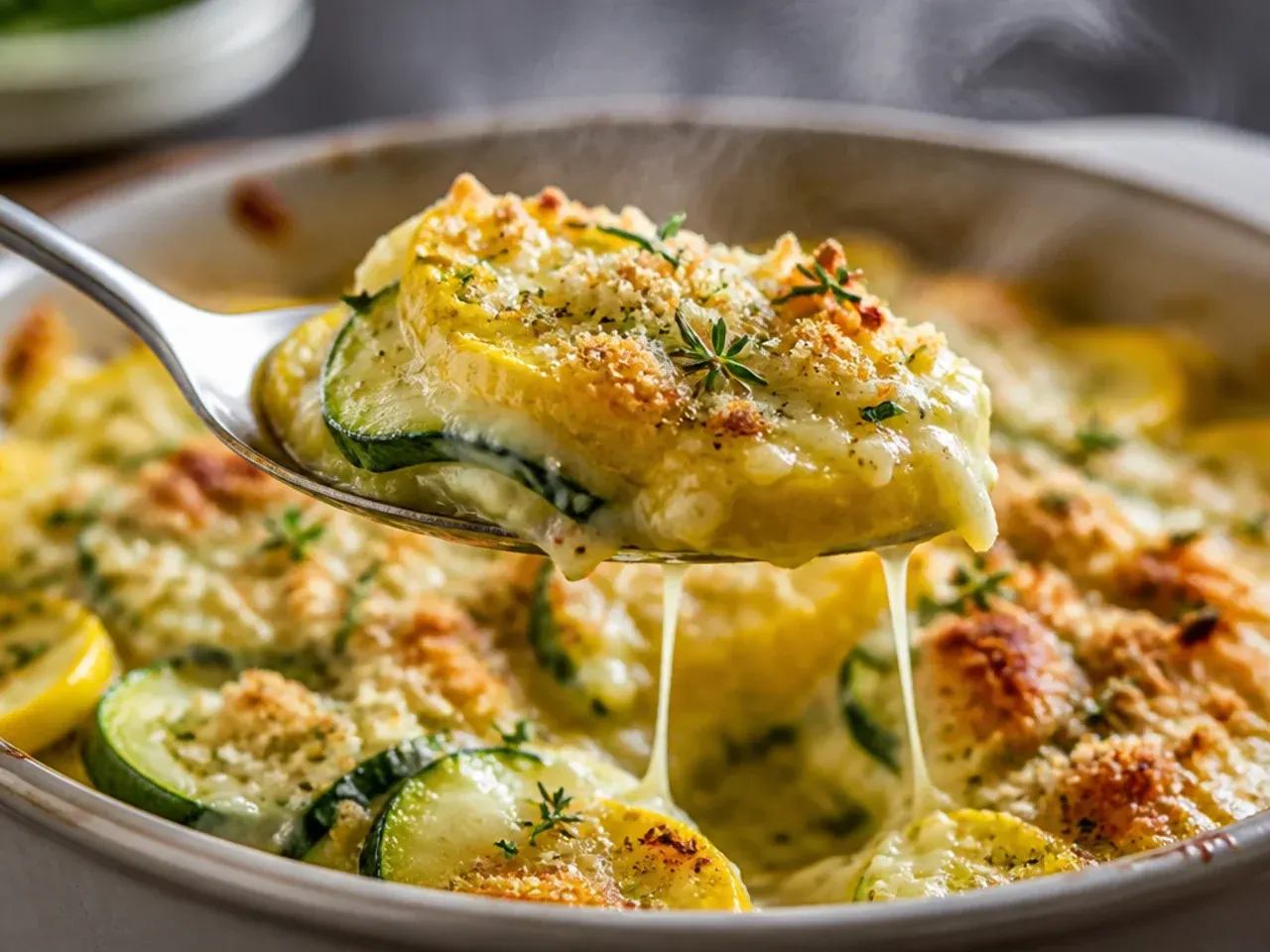 Raw zucchini and squash ribbon salad with shaved Parmesan and mint on a white plate