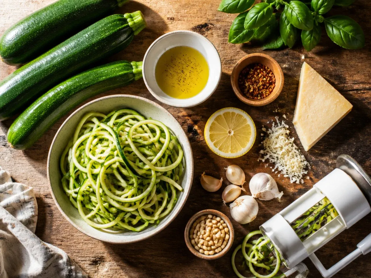 Close-up of salted zucchini slices draining in a colander