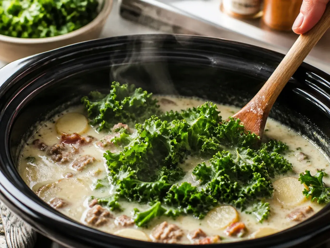 zuppa toscana soup crockpot recipe step 5
