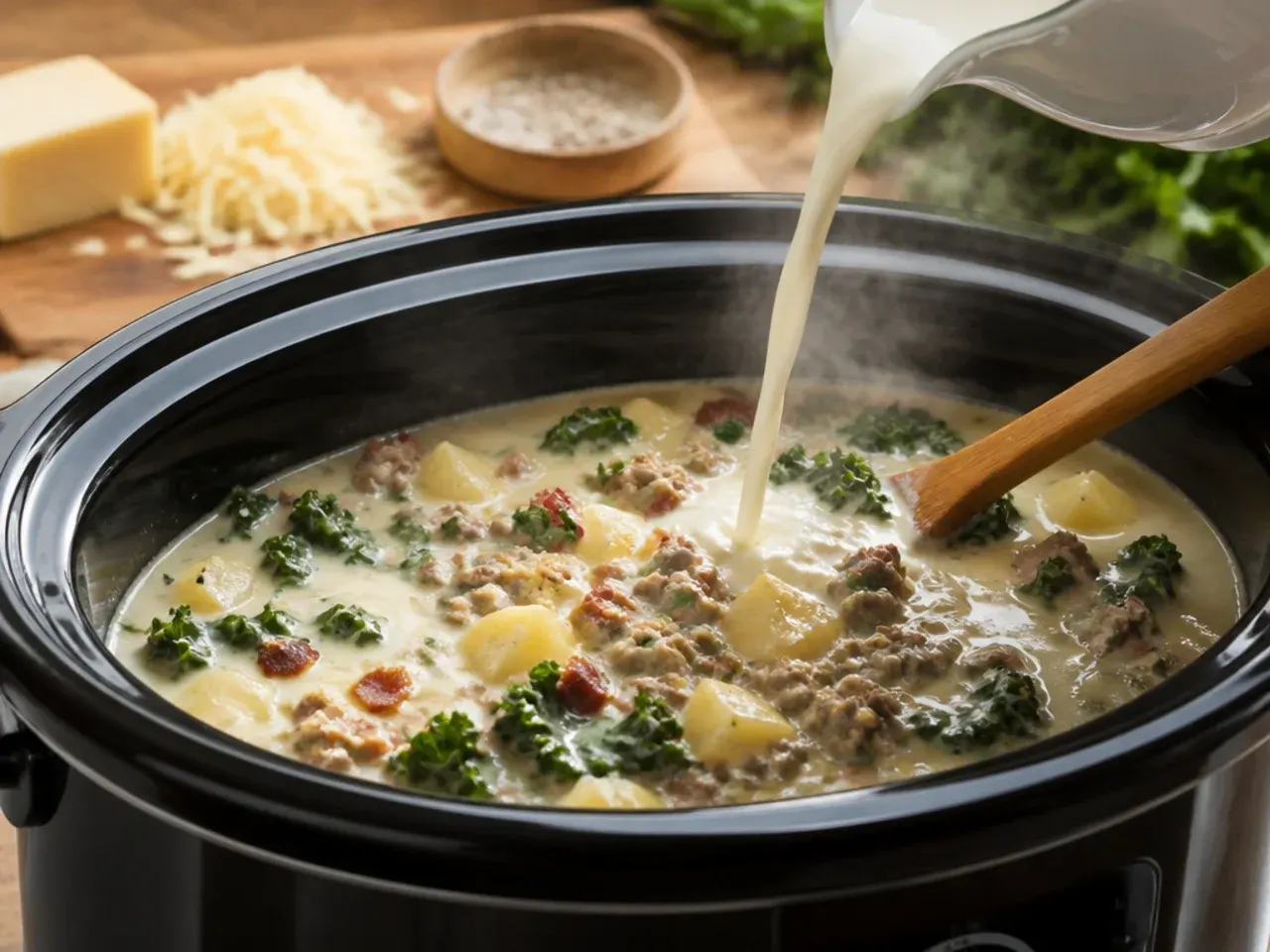 zuppa toscana soup crockpot recipe step 6