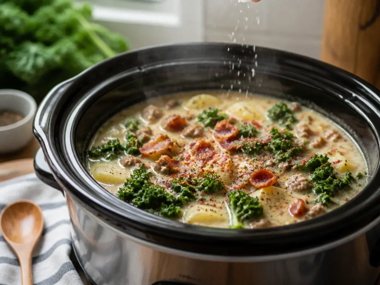 zuppa toscana soup crockpot recipe step 7