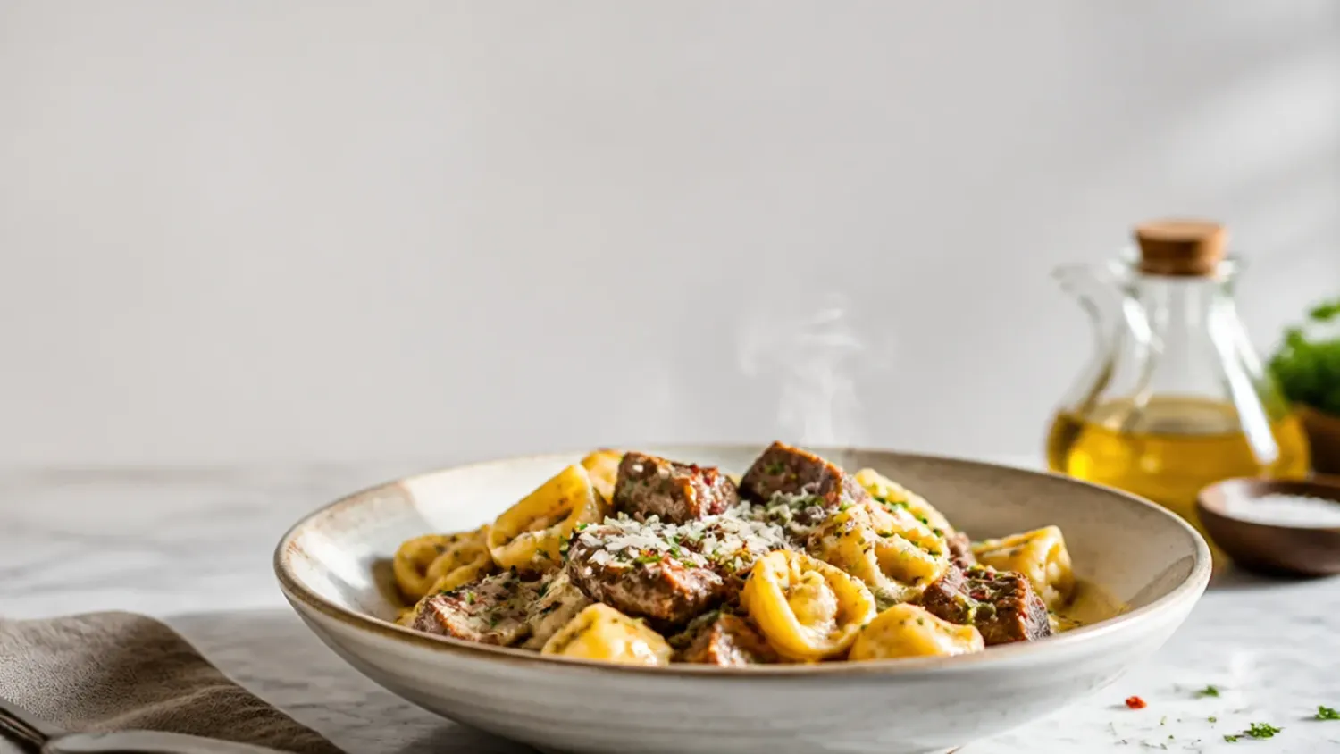 Creamy Garlic Steak and Tortellini Recipe (Easy 20-Step Guide)