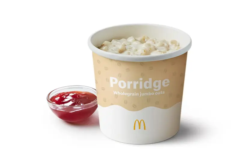 McDonald's porridge with strawberry Jam